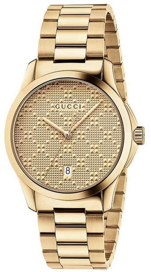 Gucci G Timeless Gold Dial Gold Steel Strap Watch For Women - YA126553 Authentic Buy Shop Now