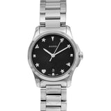 Gucci G Timeless Black Dial Silver Steel Strap Watch For Women - YA126573A Authentic Buy Shop Now