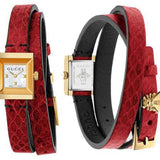 Gucci G Frame White Dial Red Leather Strap Watch For Women - YA128524 Authentic Buy Shop Now