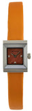 Gucci G-Frame Square Mother of Pearl Orange Dial Orange Leather Strap Watch For Women - YA128532 Authentic Buy Shop Now