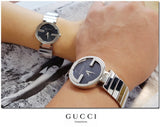Gucci Interlocking G Quartz Black Dial Black Steel Strap Watch For Women - YA133502 Authentic Buy Shop Now