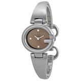 Gucci Guccissima Quartz Diamonds Brown Dial Silver Steel Strap Watch For Women - YA134503 Authentic Buy Shop Now