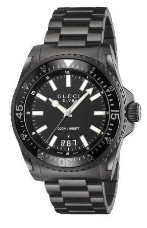 Gucci Dive Quartz Black Dial Black Steel Strap Watch For Men - YA136205 Authentic Buy Shop Now