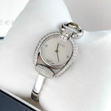 Gucci Horsebit Collection Diamonds Mother of Pearl Dial Silver Steel Strap Watch For Women - YA139505 Authentic Buy Shop Now
