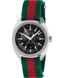 Gucci GG2570 Quartz Black Dial Green & Red Nylon Strap Watch For Men - YA142305 Authentic Buy Shop Now