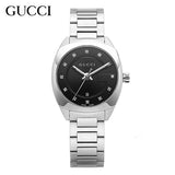 Gucci GG2570 Diamonds Black Dial Silver Steel Strap Watch For Women - YA142503 Authentic Buy Shop Now