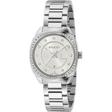 Gucci GG2570 Diamonds Silver Dial Silver Steel Strap Watch For Women - YA142505 Authentic Buy Shop Now