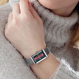 Gucci G Frame Red and Green Dial Silver Mesh Bracelet Watch For Women - YA147401 Authentic Buy Shop Now