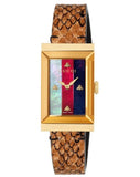 Gucci G-Frame Mother of Pearl Dial Brown Leather Snakeskin Strap Watch For Women - YA147402 Authentic Buy Shop Now