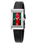 Gucci G-Frame Mother of Pearl Green & Red Dial Black Leather Strap Watch For Women - YA147403 Authentic Buy Shop Now