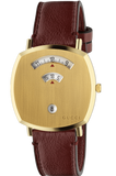 Gucci Grip Yellow Gold Dial Maroon Leather Strap Unisex Watch - YA157411 Authentic Buy Shop Now