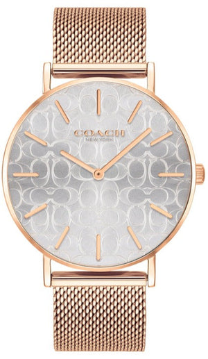 Coach Perry Silver Dial Rose Gold Mesh Bracelet Watch for Women - 14503386 Authentic Buy Shop Now