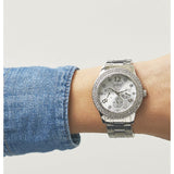 Guess Bedazzle Diamonds Silver Dial Silver Steel Strap Watch For Women - W1097L1 Authentic Buy Shop Now