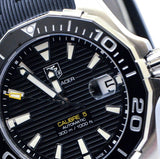 Tag Heuer Aquaracer Calibre 5 Automatic Black Dial Black Rubber Strap Watch for Men - WAY211A.FT6151 Authentic Buy Shop Now