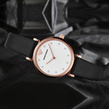 Emporio Armani Gianni T-Bar White Dial Black Leather Strap Watch for Women - AR11270 Authentic Buy Shop Now