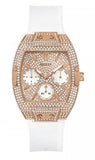 Guess Raven Diamonds Rose Gold Dial White Silicone Strap Watch for Women - GW0105L3 Authentic Buy Shop Now