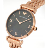 Emporio Armani Gianni T-Bar Black Dial Rose Gold Strap Watch For Women - AR11145 Authentic Buy Shop Now