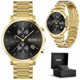 Hugo Boss Integrity Chronograph Grey Dial Gold Steel Strap Watch for Men - 1513781 Authentic Buy Shop Now