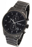 Hugo Boss Skymaster Chronograph Black Dial Black Steel Strap Watch for Men - 1513785 Authentic Buy Shop Now