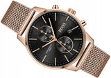 Hugo Boss Associate Black Dial Rose Gold Mesh Bracelet Watch for Men - 1513806 Authentic Buy Shop Now