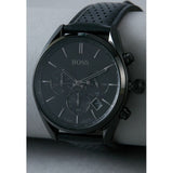 Hugo Boss Champion Black Dial Black Leather Strap Watch for Men - 1513880 Authentic Buy Shop Now