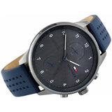 Tommy Hilfiger Chase Grey Dial Blue Leather Strap Watch for Men - 1791578 Authentic Buy Shop Now