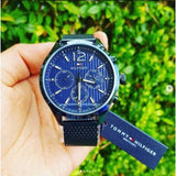 Tommy Hilfiger Gavin Chronograph Blue Dial Blue Mesh Bracelet Watch for Men - 1791471 Authentic Buy Shop Now