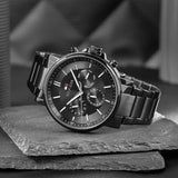 Tommy Hilfiger Tyson Chronograph Black Dial Black Steel Strap Watch For Men - 1710590 Authentic Buy Shop Now