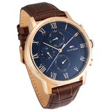 Tommy Hilfiger Kane Chronograph Blue Dial Brown Leather Strap Watch for Men - 1791399 Authentic Buy Shop Now