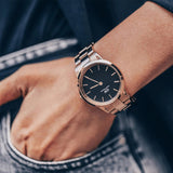 Daniel Wellington Iconic Link Black Dial Rose Gold Steel Strap Watch for Women - DW00100212 Authentic Buy Shop Now