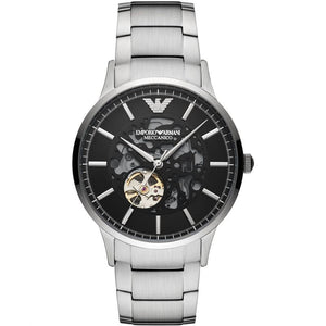 Emporio Armani Meccanico Automatic Black Dial Silver Steel Strap Watch For Men - AR60055 Authentic Buy Shop Now