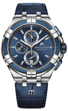 Maurice Lacroix Aikon Chronograph Blue Dial Blue Leather Strap Watch For Men - AI1018-SS001-432-4 Authentic Buy Shop Now