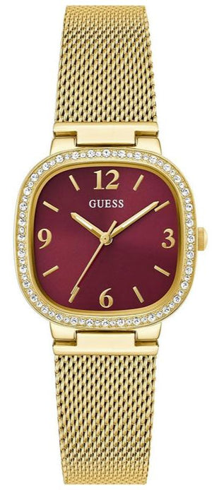 Guess Quartz Red Dial Gold Mesh Strap Watch For Women - GW0354L4 Authentic Buy Shop Now