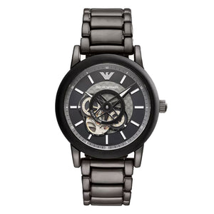 Emporio Armani Meccanico Automatic Black Dial Black Steel Strap Watch For Men - AR60010 Authentic Buy Shop Now