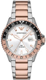 Emporio Armani Sea Explorer GMT Quartz White Dial Two Tone Steel Strap Watch For Men - AR11591 Authentic Buy Shop Now