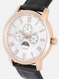 Guess Delancy Quartz Silver Dial Black Leather Strap Watch For Men - W0870G2 Authentic Buy Shop Now