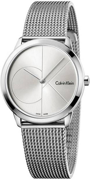 Calvin Klein Minimal Silver Dial Silver Mesh Bracelet Watch for Men - K3M2112Z Authentic Buy Shop Now