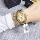 Guess Dazzling Diamonds Gold Dial Gold Steel Strap Watch for Women - W85110L1 Authentic Buy Shop Now
