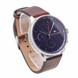 Tommy Hilfiger Chase Chronograph Grey Dial Brown Leather Strap Watch For Men - 1791487 Authentic Buy Shop Now