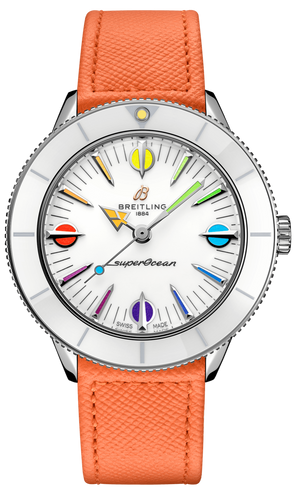 Breitling Superocean Heritage '57 Pastel Paradise White Dial Orange Leather Watch for Women - A10340A11A1X1 Authentic Buy Shop Now