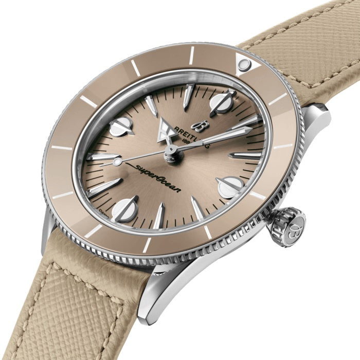 Breitling Superocean Heritage '57 Brown Dial Beige Leather Strap Watch for Women - A10340A41A1X1 Authentic Buy Shop Now