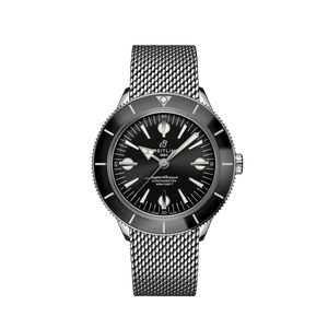 Breitling Superocean Heritage '57 Black Dial Silver Mesh Bracelet Watch for Men - A10370121B1A1 Authentic Buy Shop Now