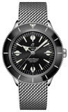Breitling Superocean Heritage '57 Black Dial Silver Mesh Bracelet Watch for Men - A10370121B1A1 Authentic Buy Shop Now