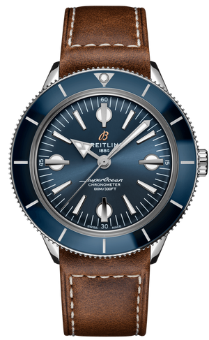 Breitling Superocean Heritage '57 Blue Dial Brown Leather Strap Watch for Men - A10370161C1X1 Authentic Buy Shop Now