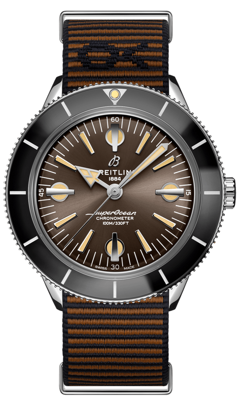Breitling Superocean Heritage '57 Outerknown Brown Dial Brown NATO Strap Watch for Men - A103703A1Q1W1 Authentic Buy Shop Now