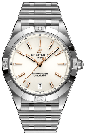 Breitling Chronomat Automatic 36 White Dial Silver Steel Strap Watch for Women - A10380101A2A1 Authentic Buy Shop Now