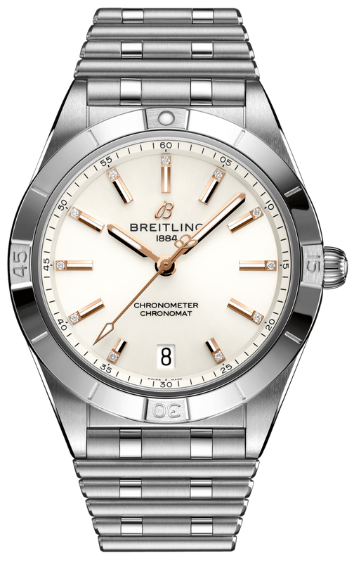 Breitling Chronomat Automatic 36 White Dial Silver Steel Strap Watch for Women - A10380101A2A1 Authentic Buy Shop Now