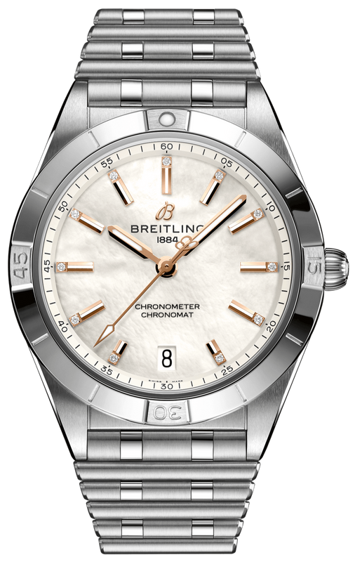 Breitling Chronomat 36 Mother of Pearl Dial Silver Steel Strap Watch for Women - A10380101A4A1 Authentic Buy Shop Now