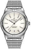 Breitling Chronomat Automatic 36 Diamonds White Dial Silver Steel Strap Watch for Women - A10380591A1A1 Authentic Buy Shop Now