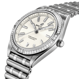 Breitling Chronomat Automatic 36 Diamonds White Dial Silver Steel Strap Watch for Women - A10380591A1A1 Authentic Buy Shop Now